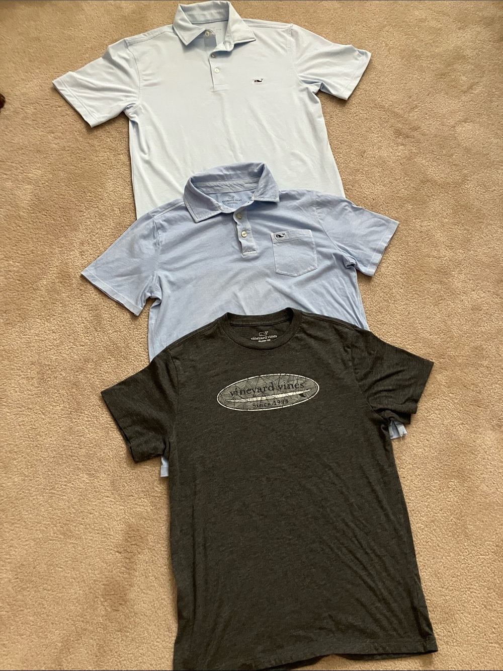 Vineyard Vines Light Blue and Black Polo & Tee Bundle